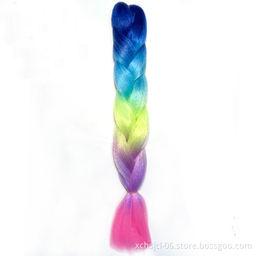 New Color Hot Sale Jumbo Braiding Hair Extensions Braiding Hair Ombre Multiple Tone Colored Synthetic Hair for Girl